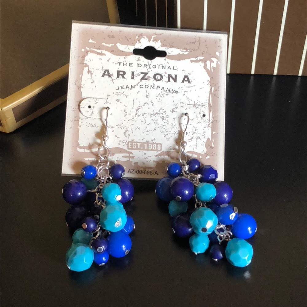 Beautiful Blue  Beads Cluster Earrings
